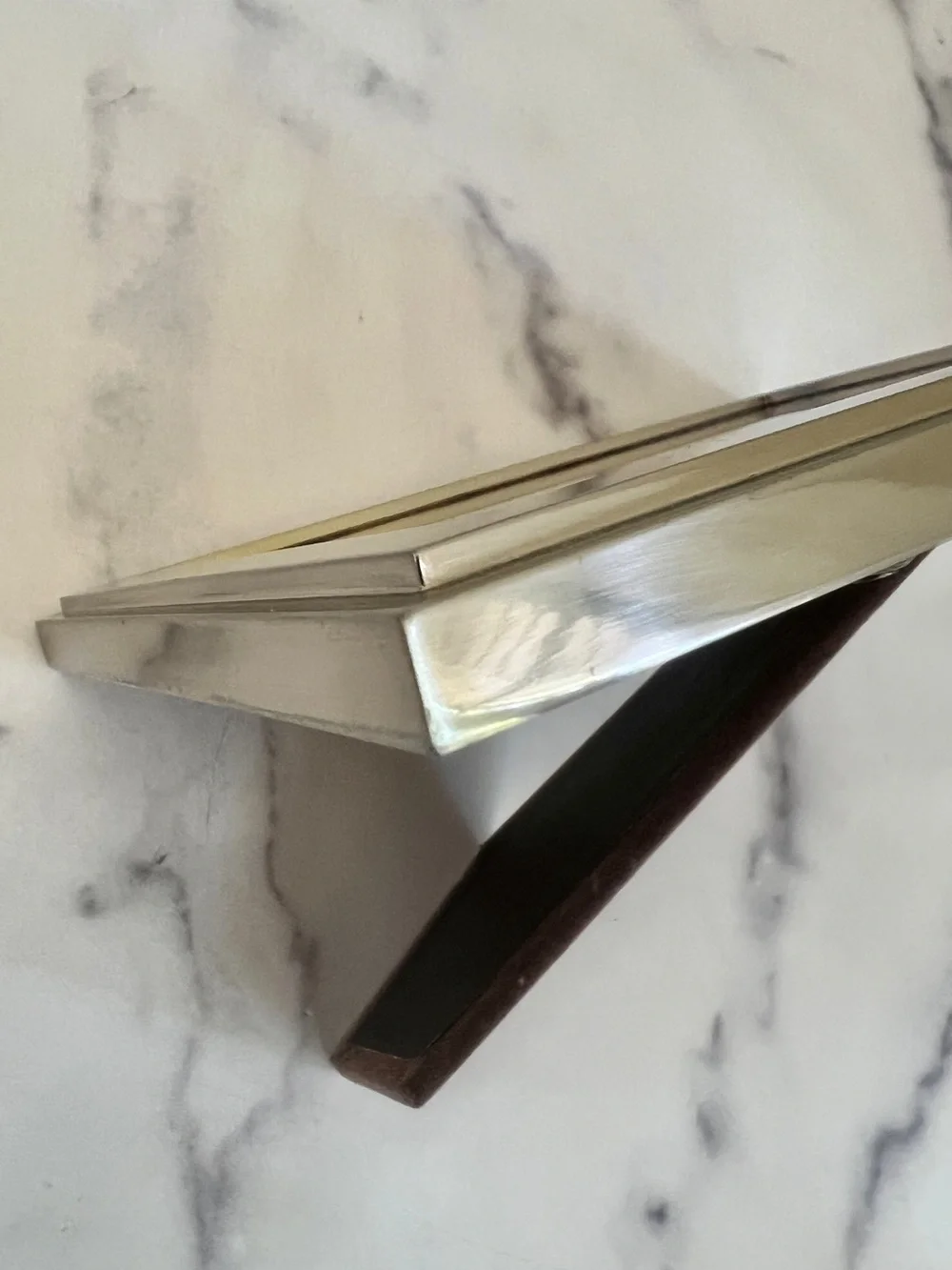 Thomas O'Brien Vintage Modern Brushed Stainless Silver 5x7 Photo Frame